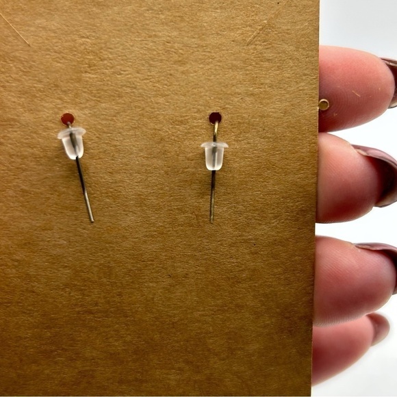 Brown Brass Colored Red & Blue Beaded Abstract Bird Box Drop Dangle Earrings - Picture 6 of 6